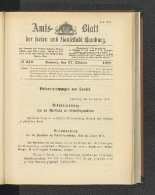 No. 258, 27. Oktober 1918