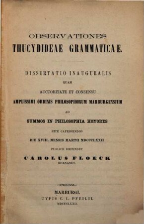 Observationes Thucydideae grammaticae