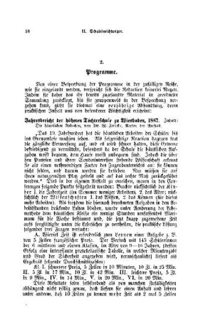 Jahresbericht der höheren Töchterschule zu Wiesbaden, 1867 : Inhalt: Die häuslichen Arbeiten