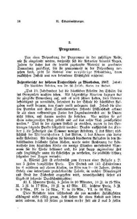 Jahresbericht der höheren Töchterschule zu Wiesbaden, 1867 : Inhalt: Die häuslichen Arbeiten