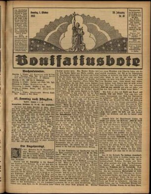 Erste Ausgabe vom Sonntag, den 01. Oktober 1933.