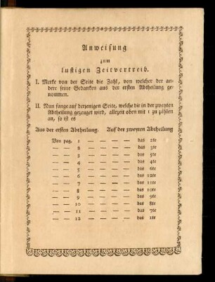 Anweisung zum lustigen Zeitvertreib.