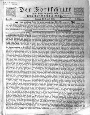 Der Fortschritt auf allen Gebieten des öffentlichen Lebens. 1866,[2] = Jg. 2, Juli - Dez.