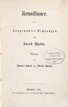 Renaissance : ausgewählte Dichtungen