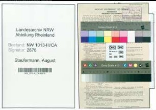 Entnazifizierung August Staufermann , geb. 30.12.1897 (Vermessungstechniker)