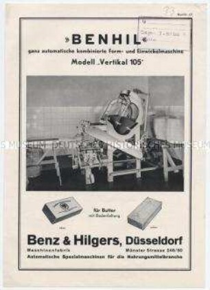 "Benhil" ganz automatische kombinierte Form- und Einwickelmaschine Modell "Vertikal 105"