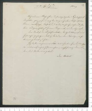 Brief von Adelbert von Chamisso an Friedrich de La Motte- Fouqué, geschrieben von Unbekannt
