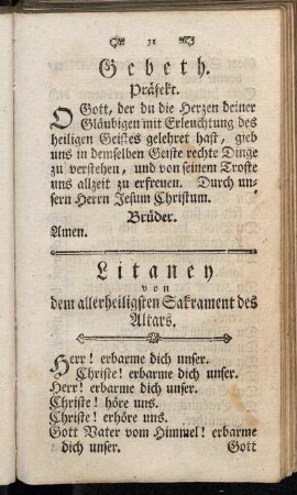 Litaney von dem allerheiligsten Sakrament des Altars.