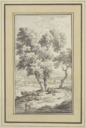 Landschaft mit Herde und Hirten