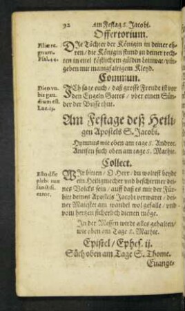 Am Festage deß Heiligen Apostels S. Jacobi.