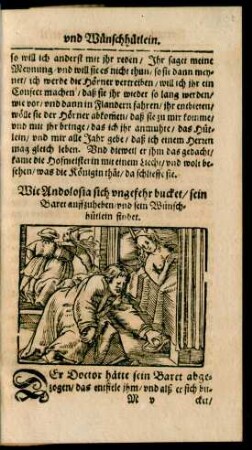 Wie Andolosia sich ungefehr bucket/ sein Baret auffzuheben/ und sein Wünschhütlein findet.