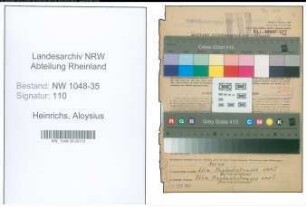Entnazifizierung Aloysius Heinrichs , geb. 25.07.1893 (Musiker)