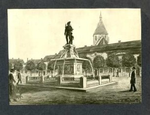 Entwurf für einen Brunnen mit Merkurstatue : Entwurf für einen Brunnen mit Merkurstatue. Zeichnung (bezeichnet 1913; C. Brose)