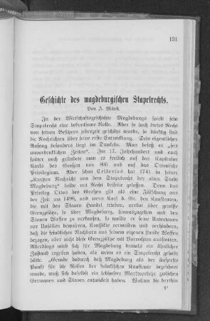 Geschichte des magdeburgischen Stapelrechts.