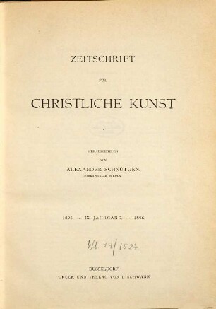 Zeitschrift für christliche Kunst, 9. 1896