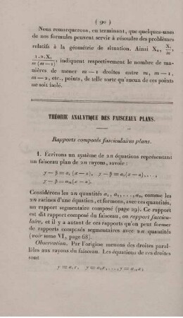 Théorie analytique des faisceaux plans.