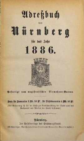 Adreßbuch von Nürnberg. 1886