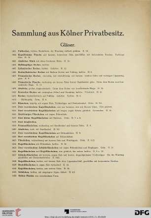 Sammlung aus Kölner Privatbesitz (Nr. 1401-1599)