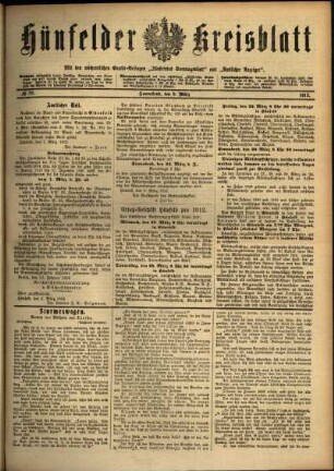 Ausgabe vom Samstag, den 09. März 1912.