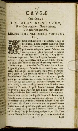 Causae Ob Quas Carolus Gustavus, Rex Suecorum ... Regem Poloniae Bello Adortus Est