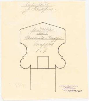 Kranken- und Siechenhaus, Brüssow Gültiger Ausführungsentwurf: Handläufer der Veranda-Treppe, Schnitt 1:1