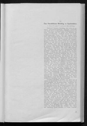III. Das Handelshaus Röchling zu Saarbrücken.