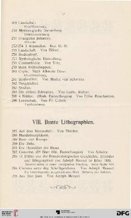 VIII. Bunte Lithographien (Nr. 287-295)
