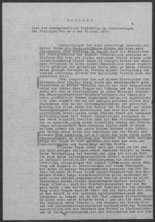 Oberriexingen: Visitationsbericht mit Pfarrbericht 1950