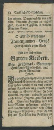 II. Mit den liebreichen Garten-Kleidern
