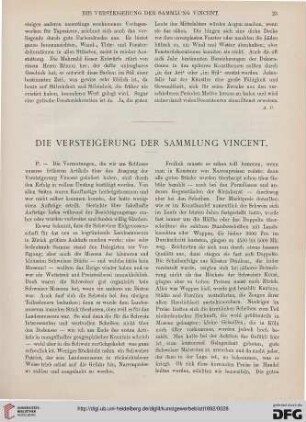 Die Versteigerung der Sammlung Vincent
