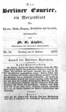 Nr. 24, Den 27ten Februar 1827