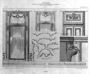 Grundriss, Aufriss und Details einer Ofennische im Palais Primatial in Pressburg