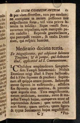 61-65, Meditatio decima tertia