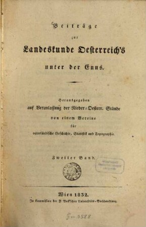 Beiträge zur Landeskunde Österreich's unter der Enns. 2. 1832