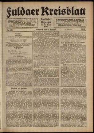 Ausgabe vom Mittwoch, den 06. August 1919.