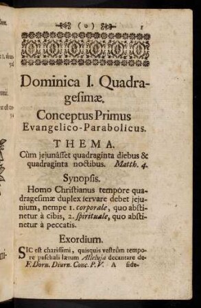 1-14, Conceptus Primus. Evangelico-Parabolicus.