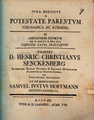 Iura egressus e potestate parentum germanica ac romana