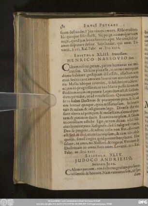 Epistola XLIII. Bruxellam. Henrico Nassovio Suo.