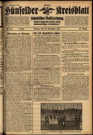 Erste Ausgabe vom Freitag, den 10. September 1937.