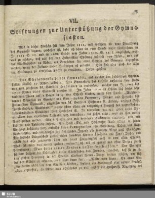 VII. Stiftungen zur Unterstützung der Gymnasiasten