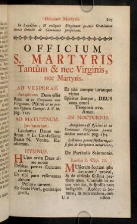 307-310, Officium S. Martyris Tantum & nec Virginis ...