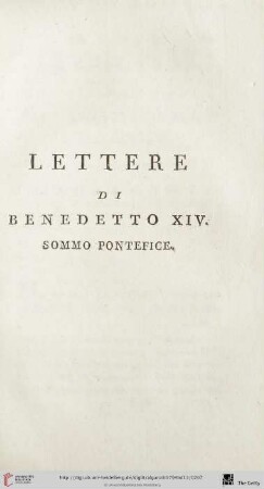 Lettere di Benedetto XIV. Sommo Pontefice