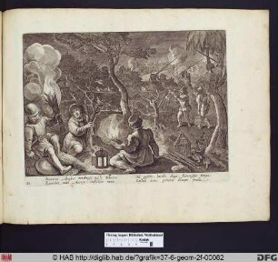 Vogeljagd mit Stöcken und Feuer