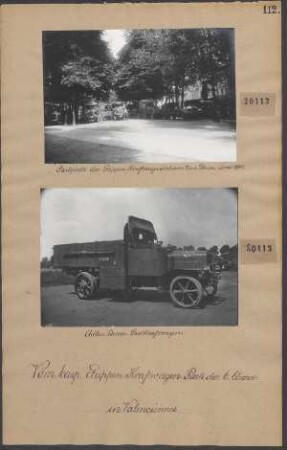 Parkplatz der Etappen-Kraftwagenkolonne 2 in Douai 1915