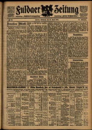 Zweite Ausgabe vom Mittwoch, den 26. April 1905.