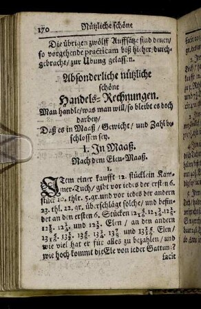 Absonderliche nützliche schöne Handels - Rechnungen.