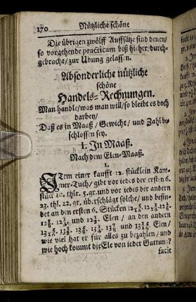 Absonderliche nützliche schöne Handels - Rechnungen.