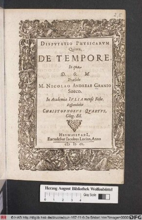 Disputatio Physicarum Quinta. De Tempore