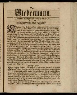 Drey und sechzigstes Blatt 1728 den 19 Jul.
