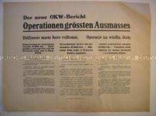 Maueranschlag (OKW-Bericht) aus den besetzten Gebieten der Sowjetunion mit Nachrichten vom Kriegsgeschehen